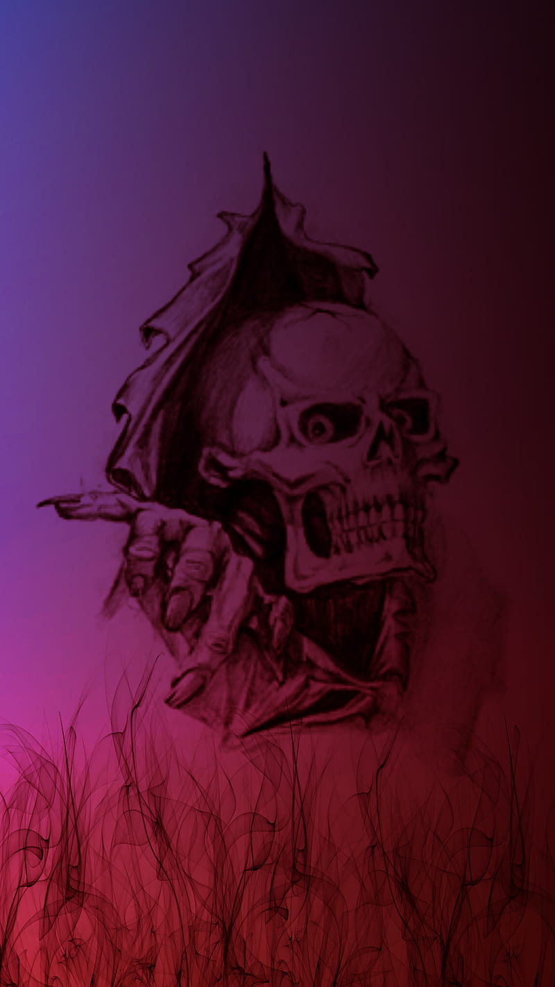 skull, 3d, HI, art, bonito, black, blue, brusheezy.com, color, colorful, eye, fantastic, hand, love, pink, purple, silhouette, three sizes, HD phone wallpaper