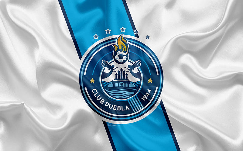 Puebla FC Mexican Football Club, emblem, logo, sign, football, Primera Division, Mexico Football Championships, Puebla de Zaragoza, Mexico, silk flag, HD wallpaper