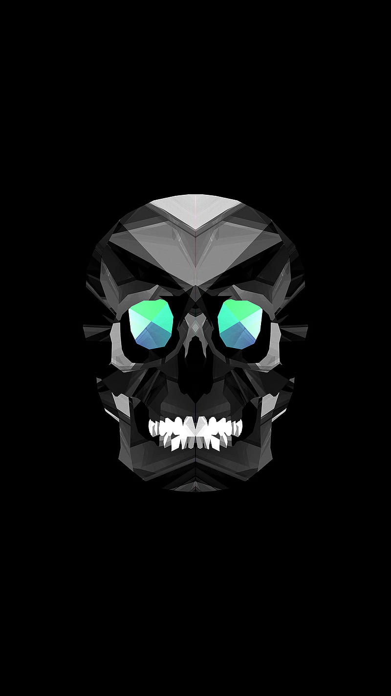 Skull, black, dark, facet, HD phone wallpaper