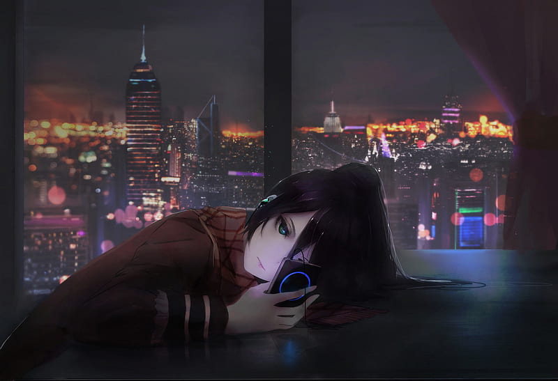 Anime Girl Listening To Music Background Cartoon Profile Picture Aesthetic  Background Image And Wallpaper for Free Download