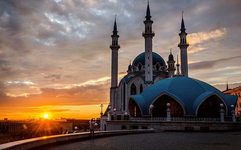 Kul Sharif Mosque evening, sunset, Tatarstan, Kazan, HD wallpaper