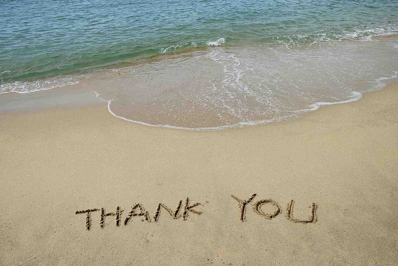 Thank you from ocean, beach, many thanks, sand, thanks, HD wallpaper ...