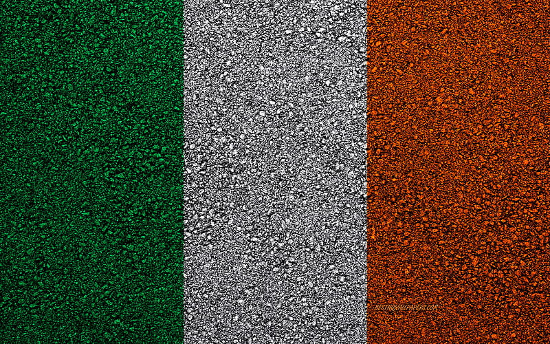 Flag of Ireland, asphalt texture, flag on asphalt, Ireland flag, Europe, Ireland, flags of european countries, HD wallpaper