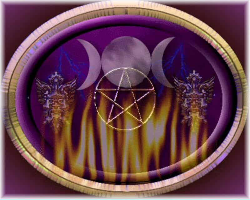 Fire 'n' Lightning, wicca, witch, symbol, pentagramm, signs, pagan, magic, triple moon, HD wallpaper
