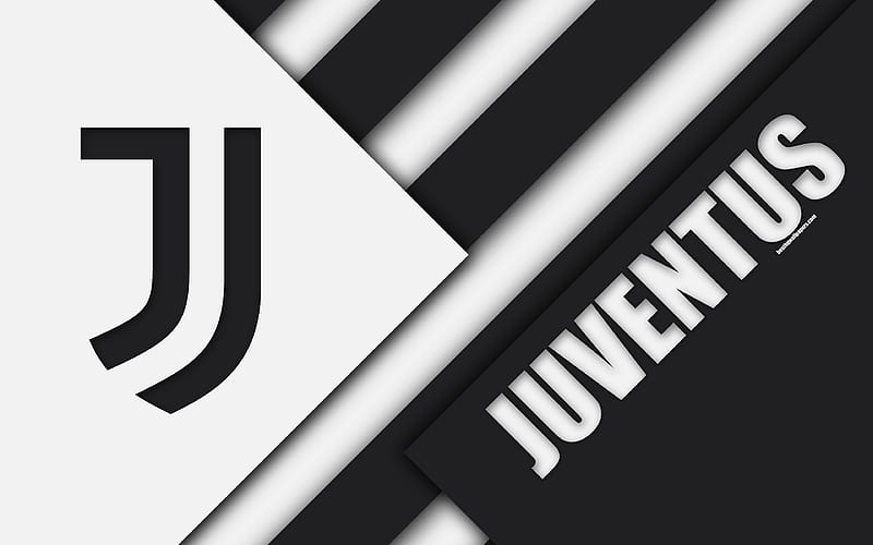 Juventus FC, new logo material design, new Juventus emblem, football, Serie A, Turin, Italy, white black abstraction, Italian football club, HD wallpaper