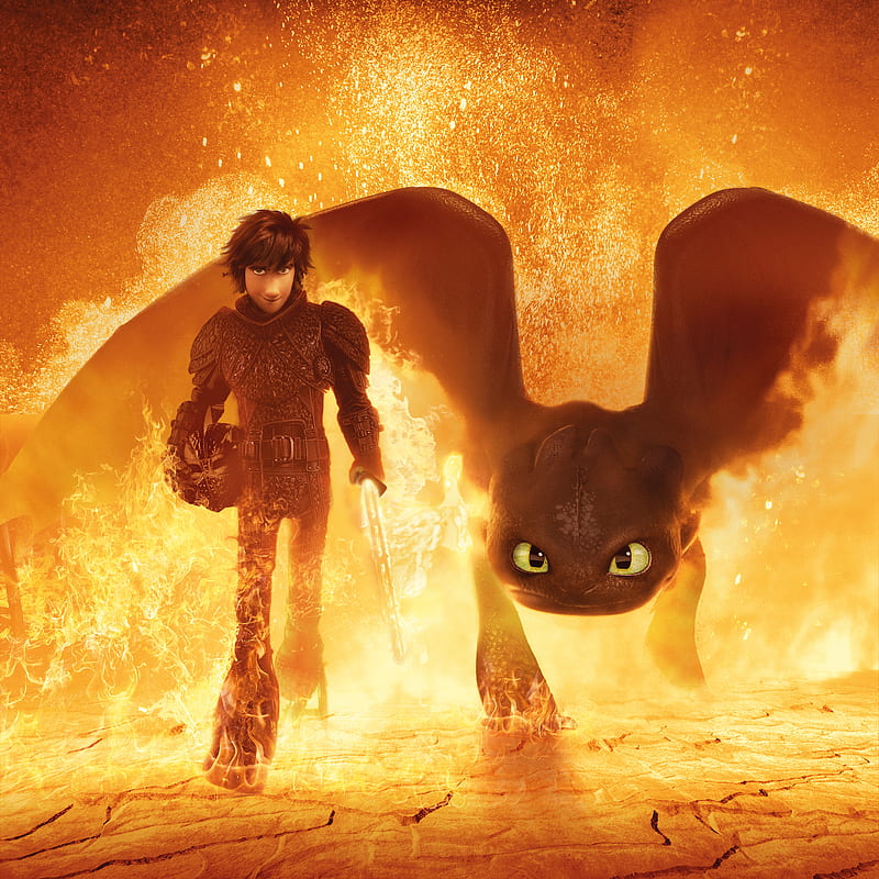 how to train your dragon: the hidden world, flames, animation, toothless, Movies, HD phone wallpaper