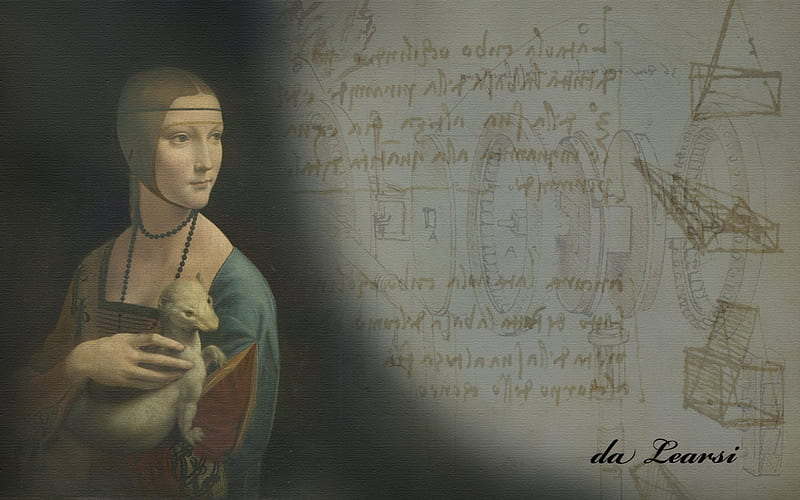 da Vinci -- Ermine, Drawings, dalearsi, Beautiful, Art, Ermine, Leonardo, da Vinci, da Learsi, Madonna, HD wallpaper
