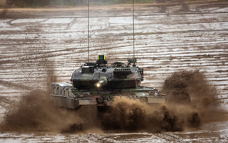 Leopard 2A7, Modern battle tank, range, mud, German tank, Germany, HD wallpaper