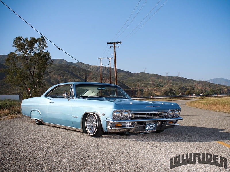 1965-Chevy-Impala, Classic, lowered, GM, Bowtie, HD wallpaper