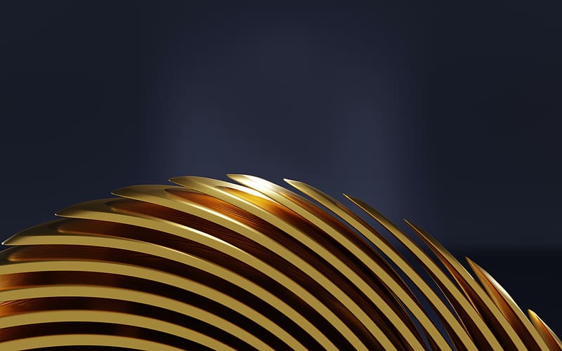 Gold Object Shapes Abstract , gold, abstract, shapes, artist, artwork, digital-art, HD wallpaper