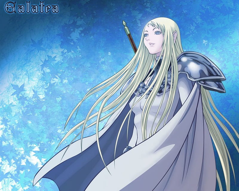 Galatea [Claymore], Claymore, Long hair, Blue Background, 1280x1024 , Blonde hair, Anime girl, Sword-slinger Girl, Galatea, HD wallpaper