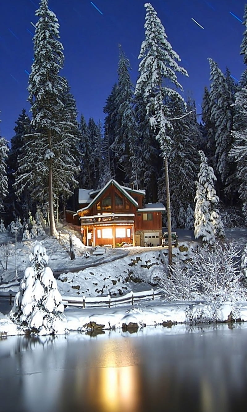 Winter cabin, cool, forest, natural, nature, new, season, snow, HD ...