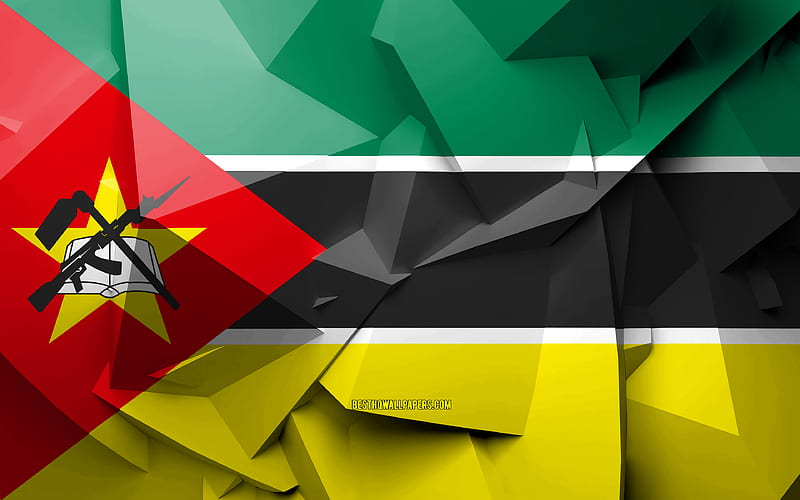 Flag of Mozambique, geometric art, African countries, Mozambican flag, creative, Mozambique, Africa, Mozambique 3D flag, national symbols, HD wallpaper