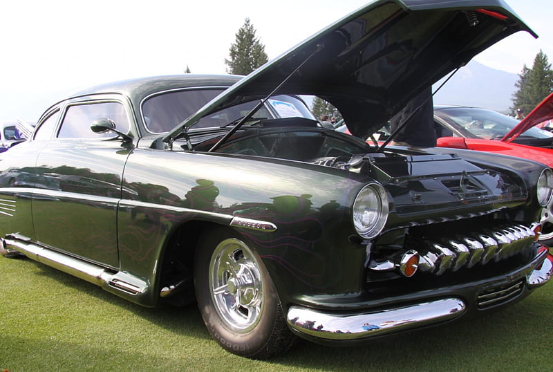 1949 Hudson, Hudson car, nickel, graphy, headlights, black, tires, HD wallpaper