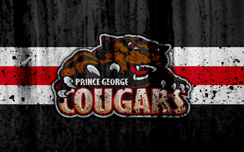 Prince George Cougars WHL, hockey, grunge, Canada, logo, stone texture, art, Western Hockey League, HD wallpaper