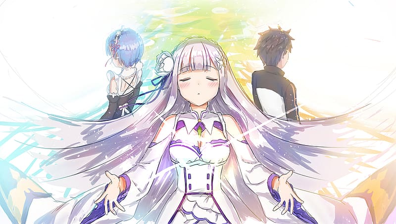 Anime, Emilia (Re:zero), Re:zero Starting Life In Another World, Subaru Natsuki, Rem (Re:zero), HD wallpaper