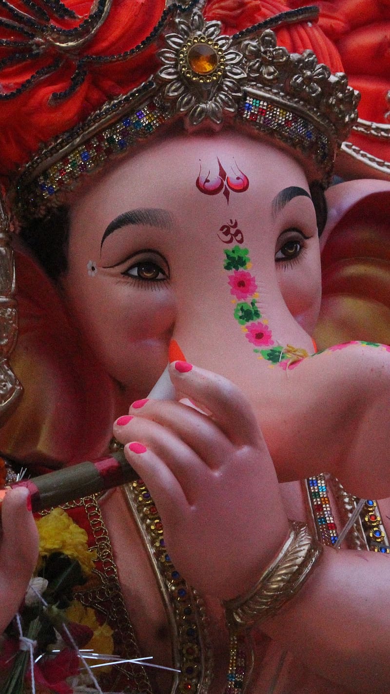 Ganesh Ji Ke, Face Closeup, lord, god, HD phone wallpaper