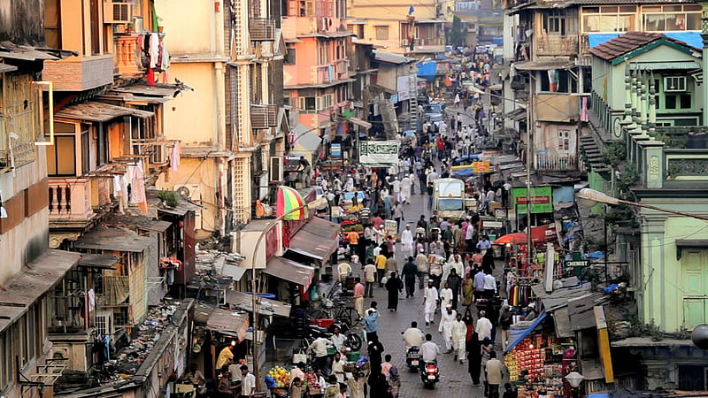 street market in mumbai india, city, stalls, people, street, market, HD wallpaper