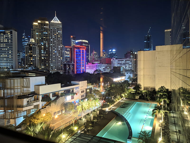 Makati skyline, town, estate, urban, HD wallpaper