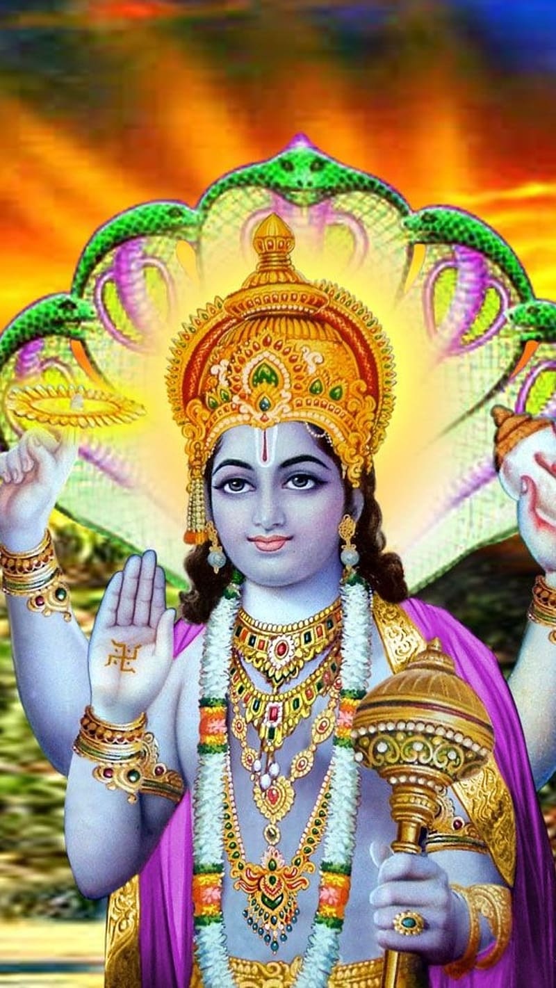 Lord Vishnu With Sunrays Background, lord vishnu, sunrays ...