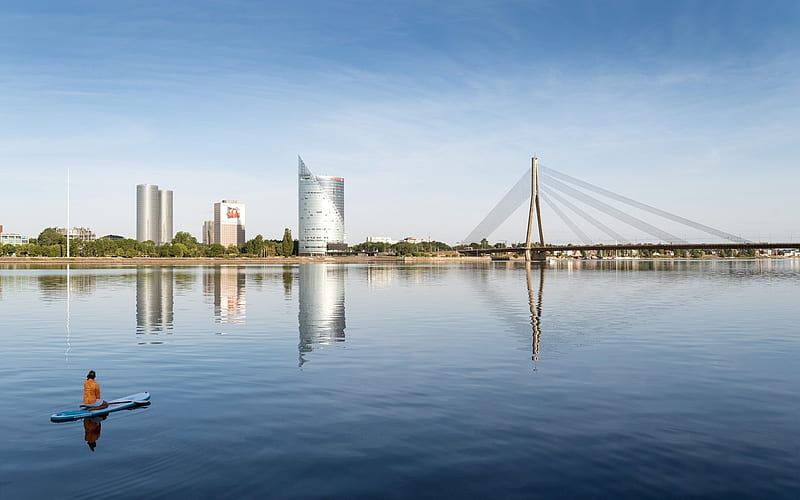 River Daugava, Riga, Latvia, Latvia, city, river, Riga, HD wallpaper