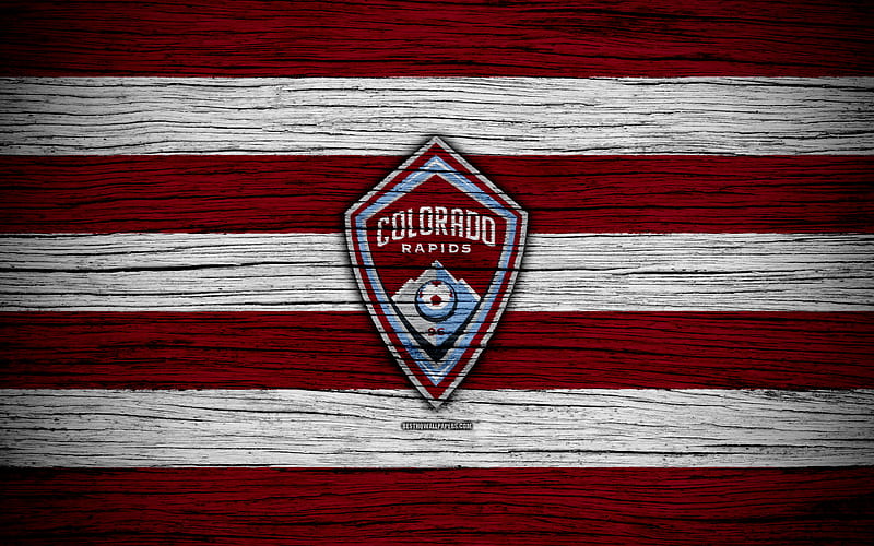 Colorado Rapids MLS, wooden texture, Western Conference, football club, USA, Colorado Rapids FC, soccer, logo, FC Colorado Rapids, HD wallpaper