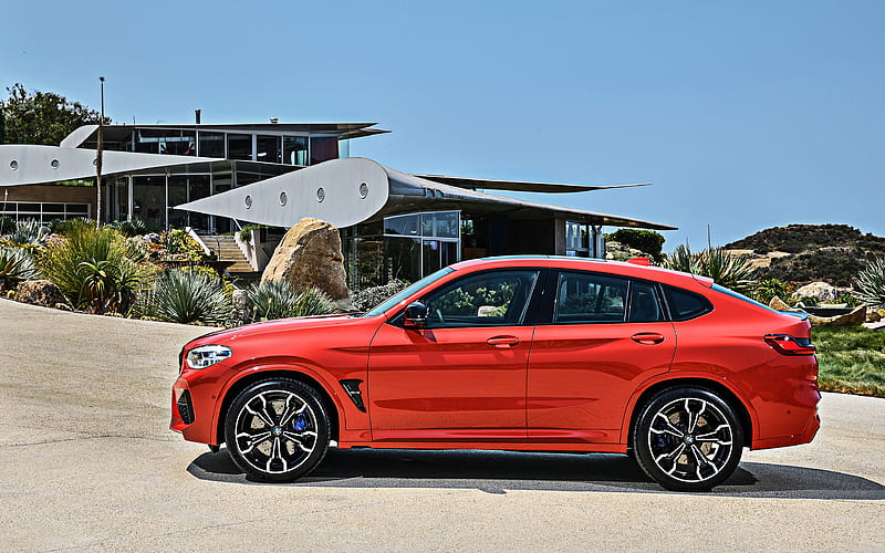 2020, BMW X4 M Competition, side view, new orange X4, exterior, german sports crossovers, X4M, BMW, HD wallpaper