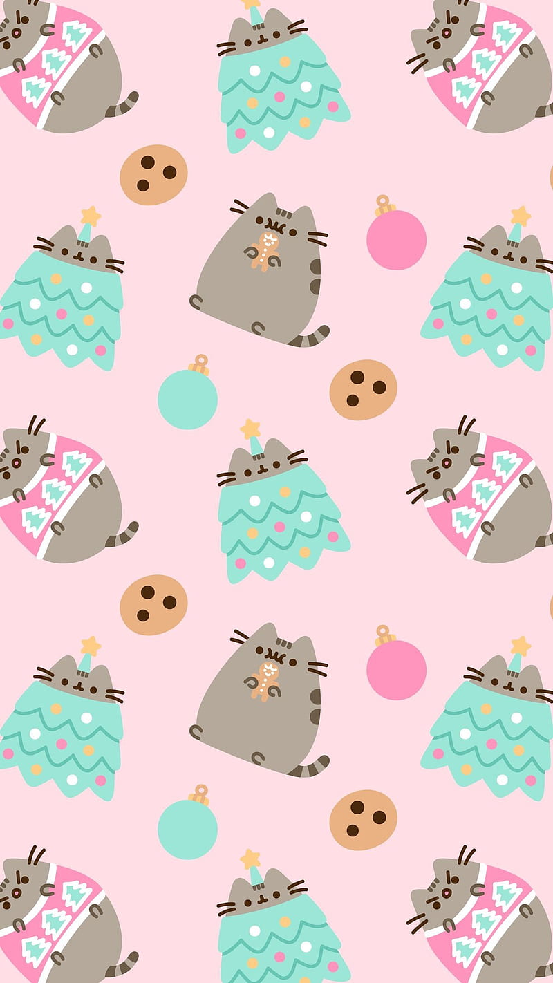 Pink Pusheen cat cookie cute HD phone wallpaper  Peakpx