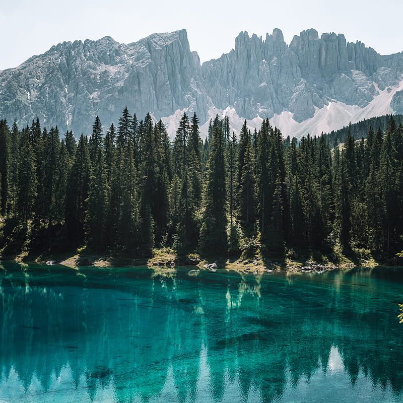 lake, trees, mountains, reflection, landscape, HD phone wallpaper