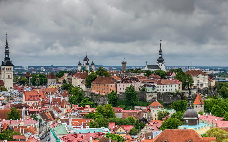 Tallinn, Vyshgorod, city panorama, Toompea Castle, summer, Estonia, capital of the Republic of Estonia, HD wallpaper