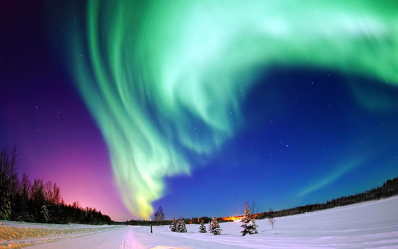 aurora borealis-Night sky, HD wallpaper