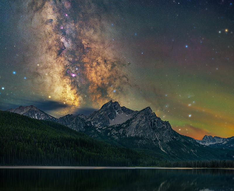 Milky Way Over Winter Mountain Lake, HD wallpaper