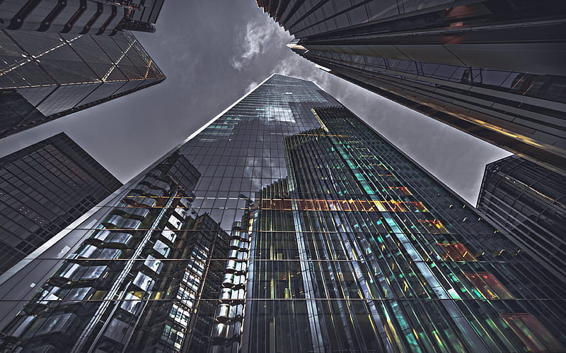 London modern buildings, skyscrapers, metropolis, english cities, Great Britain, Europe, HD wallpaper