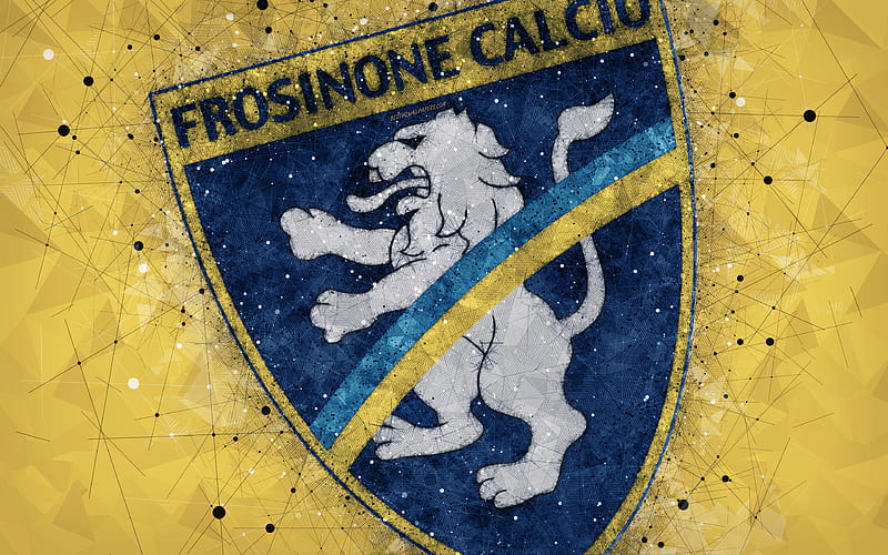 Frosinone Calcio logo, geometric art, Serie B, yellow abstract background, creative art, emblem, Italian football club, Frosinone, Italy, football, HD wallpaper