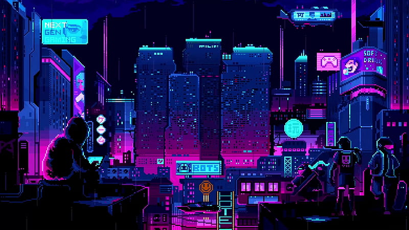 Asus ROG City Pixel Live, Pixel Cafe, HD wallpaper