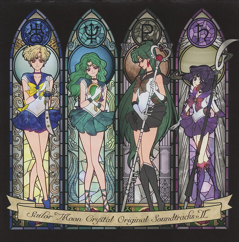 Sailor Uranus, Sailor Neptune, Sailor Pluto, Sailor Saturn, Sailor Moon, anime, anime girls, Alphonse Mucha, HD phone wallpaper