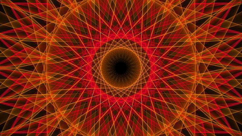kaleidoscope, fractal, circle, lines, intersections, HD wallpaper