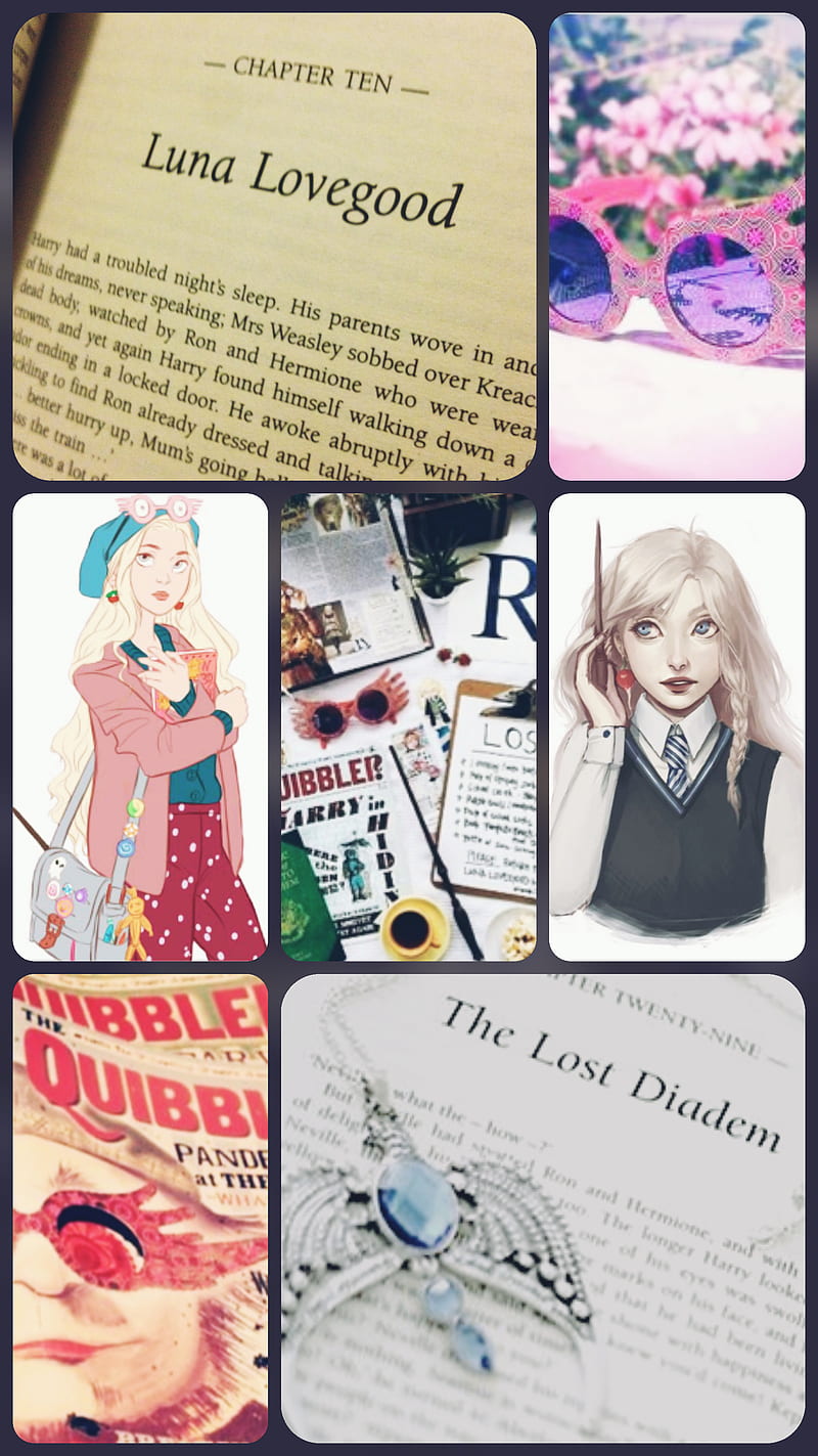 Luna Collage, harry potter, hogwarts, luna lovegood, ravenclaw, HD phone wallpaper