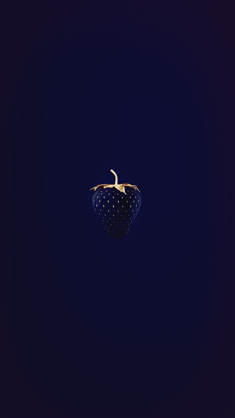 Blue Strawberry, cool, dark, gold, light, navy, simple, HD phone wallpaper