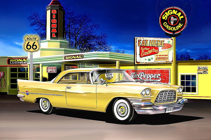 Signal Service Station, service, fuel, route 66, station, diner, gas, HD wallpaper