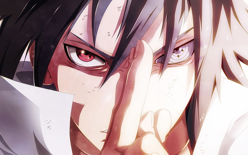 Download wallpapers Sasuke Uchiha, neon lights, manga, artwork