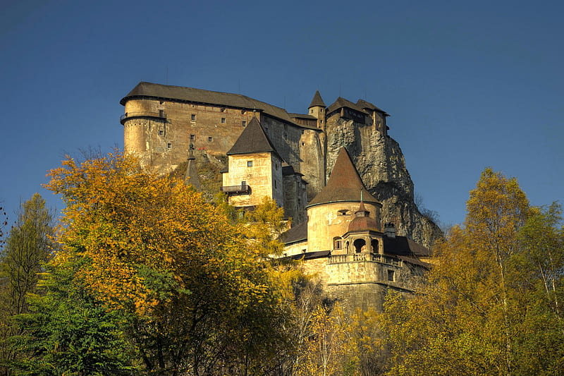 Orava Castle, medieval, orava, stone, slovakia, tower, fortress, trees, castle, HD wallpaper