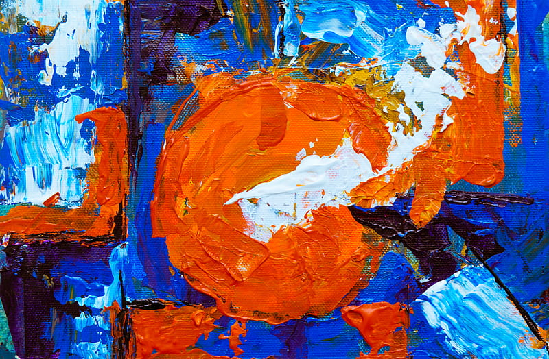 Orange, Blue, and White Abstract Painting, HD wallpaper | Peakpx