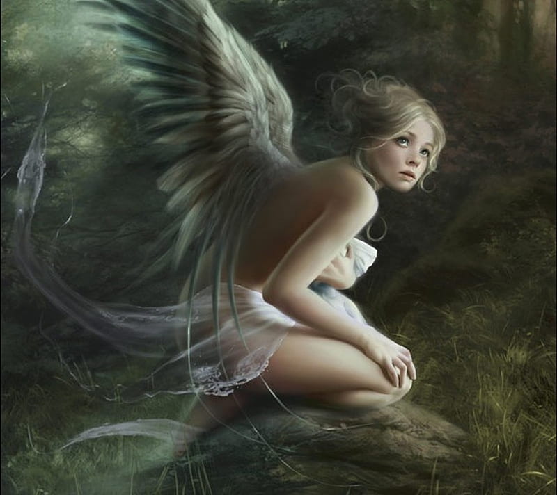 beyond belief, fantasy, melanie delon, wings, girl, angel, HD wallpaper