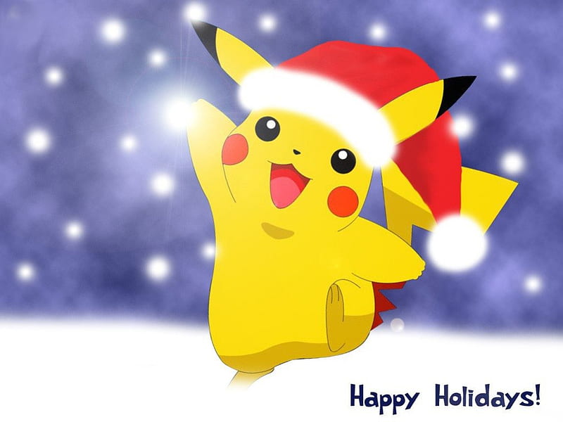 Happy Holidays, holidays, christmas, happy, pikachu, HD wallpaper