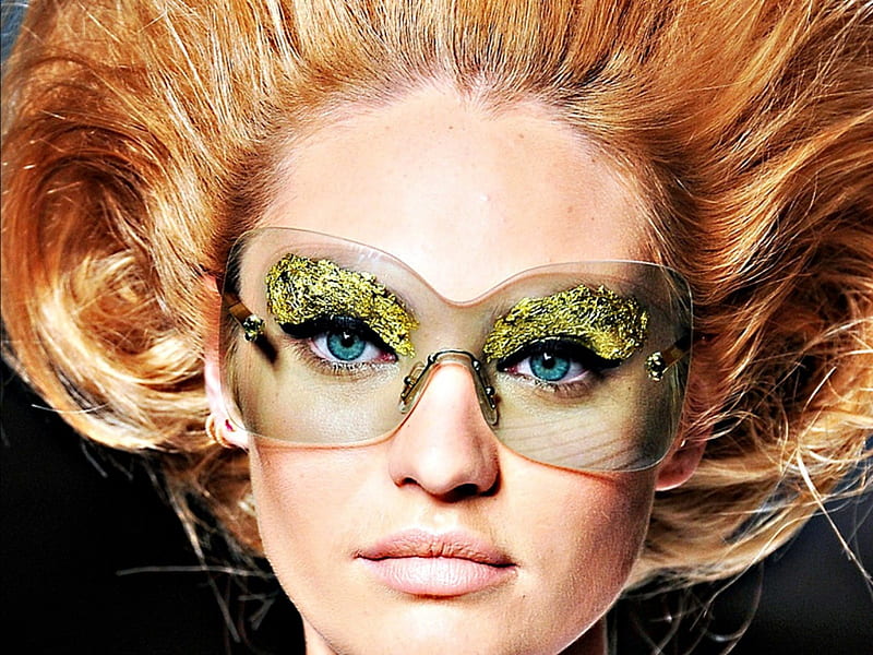 Candice Swanepoel, model, redhead, glitter, glasses, woman, make-up ...