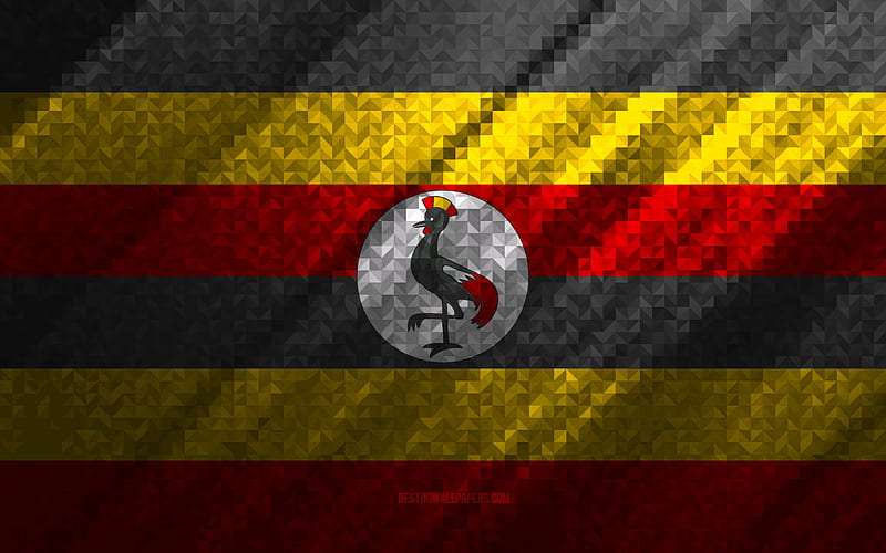 Flag of Uganda, multicolored abstraction, Uganda mosaic flag, Uganda, mosaic art, Uganda flag, HD wallpaper