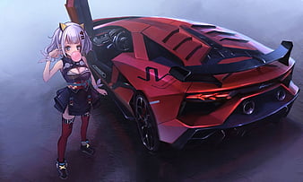 Anime Girl Lamborghini Aventador Sv, anime-girl, anime, artist, artwork,  digital-art, HD wallpaper | Peakpx