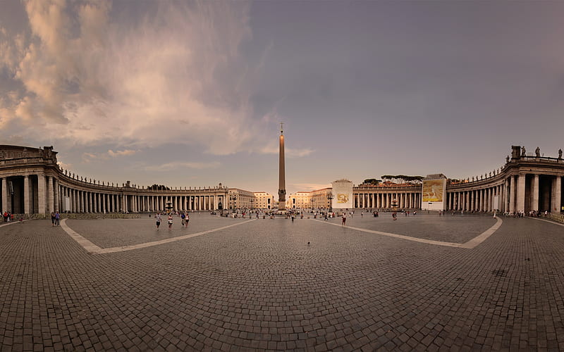 Piazza San Pietro, architecture, cloudy, monuments, religious, plaza, bonito, HD wallpaper