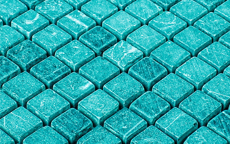 turquoise stone mosaic, 3d stone texture, turquoise stone background, 3d natural texture, stone, HD wallpaper